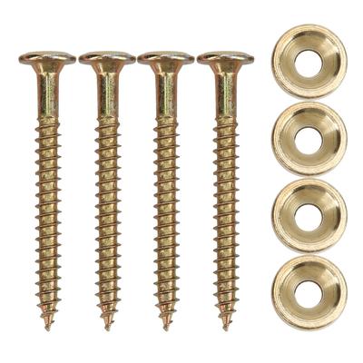 4 Sätze Gitarrenhals-Verbindungsbuchsen-Set Metallzwinge Schraube mit Schraube Zubehör für E-BassGold