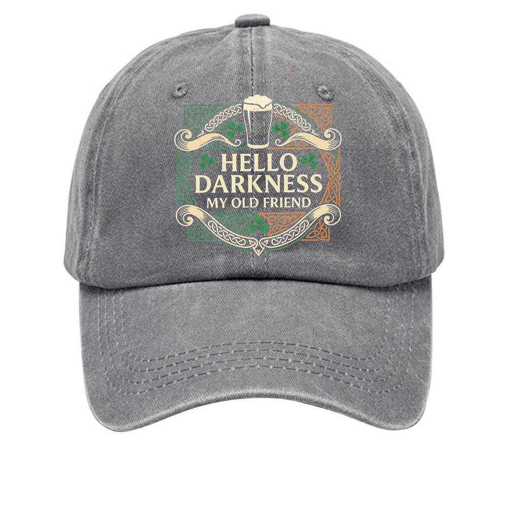 Washed cotton baseball cap with printed distressed soft top denim hat, vintage hat