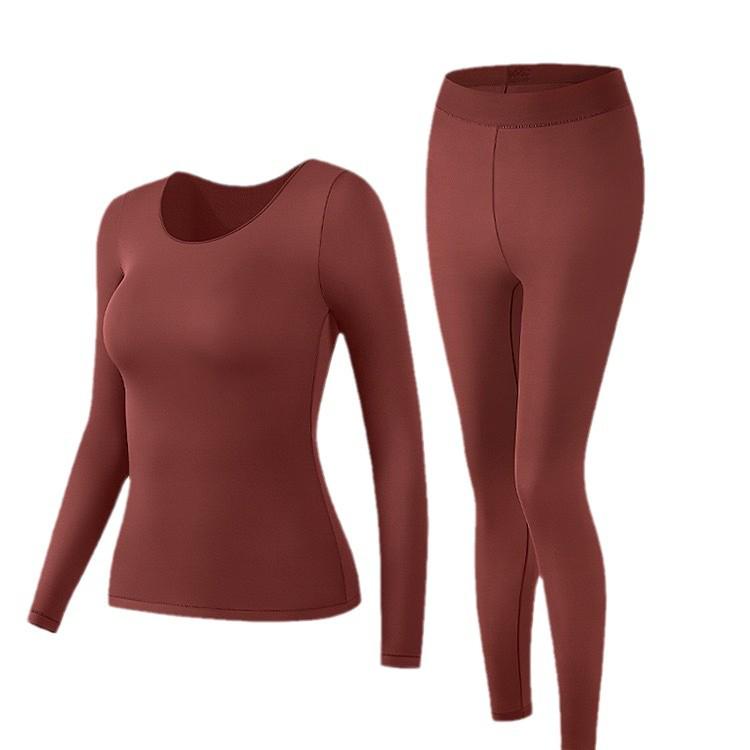 Hyaluronic Acid Seamless Women's Base Layer Set - Skin-Enhancing, High-Elasticity Warm Autumn Top & Trousers