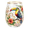Glass with Gold Rim - Tumbler for Cocktails, Birthday & Graduation Gift, Christmas Decorative Glass