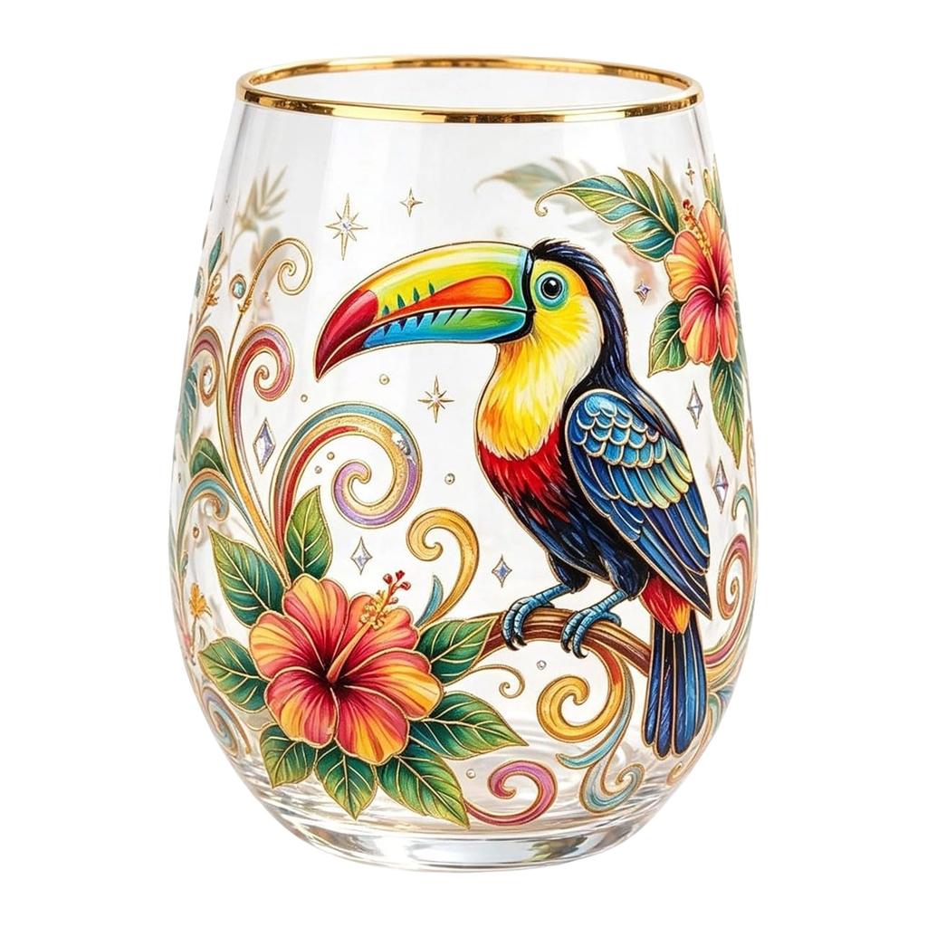 Glass with Gold Rim - Tumbler for Cocktails, Birthday & Graduation Gift, Christmas Decorative Glass