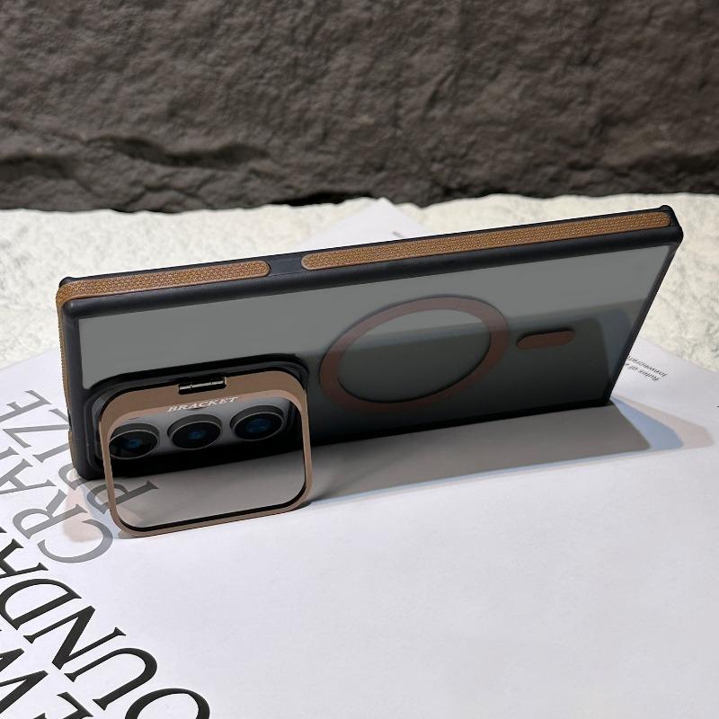 Luxury Camera Lens Stand S25 Ultra Magnetic Case for Samsung Galaxy S23 S24 FE S25 Plus S24 Ultra Magsafe Matte Shockproof Cover