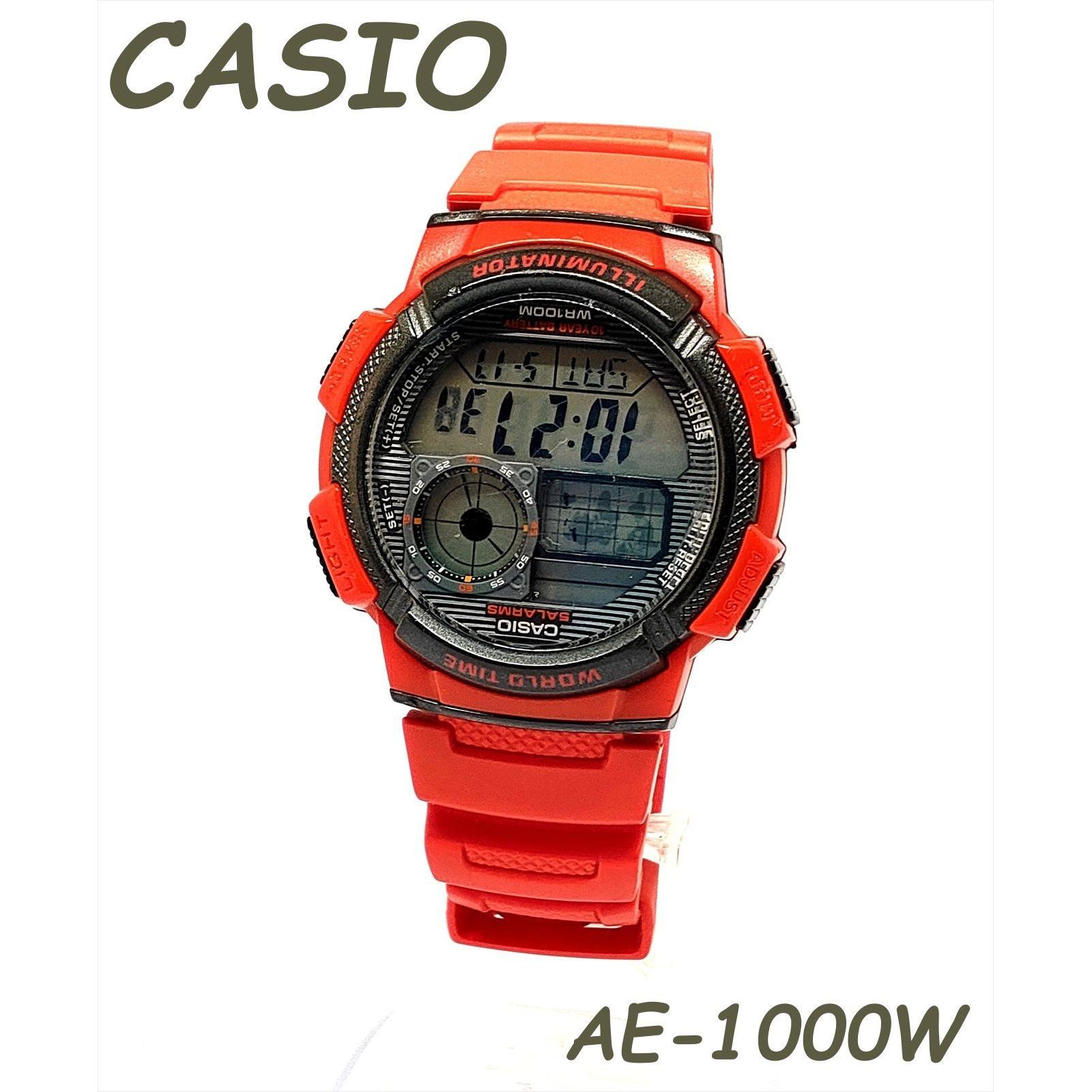 Used CASIO STANDARD Casio Standard Digital Red World time AE-1000W Men s (3144-11)