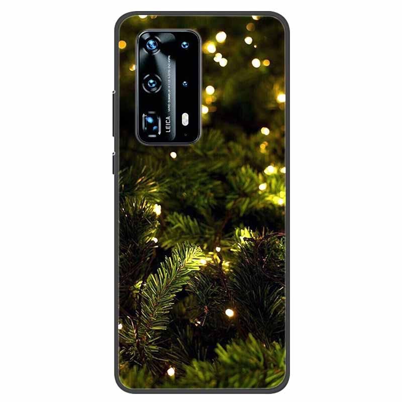 Christmas Phone Cases For Huawei P40 P20 Pro P40 P20 Lite P40 P20Case Black Silicone TPU Soft Cover Santa Claus TPU Bumper Funda