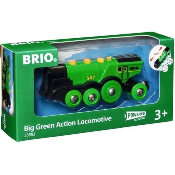 Powerful Green Battery-Powered Locomotive - BRIO - Wooden Train Track - Sound Accessory & Light - From 3 Years Old
