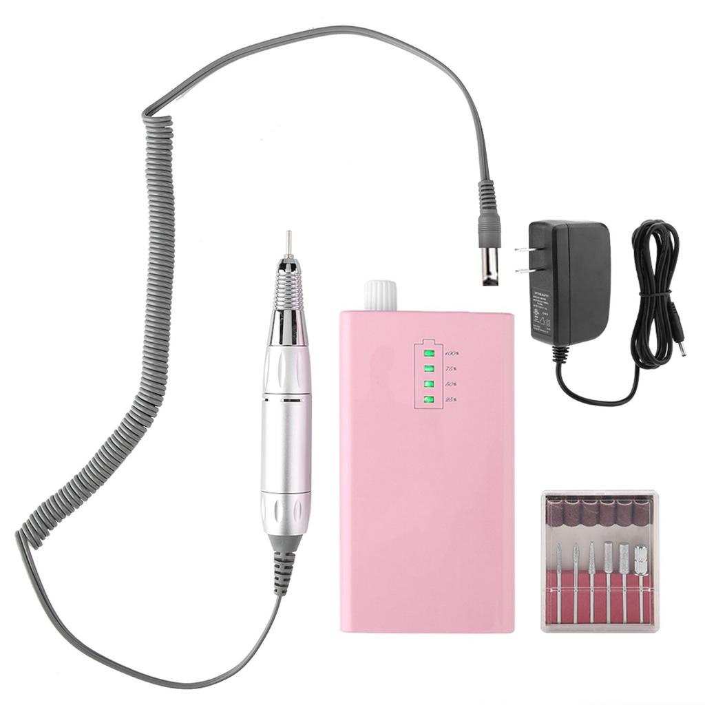 Portable Rechargeable Electric Nail Drill Machine 30000 RPM Cordless White