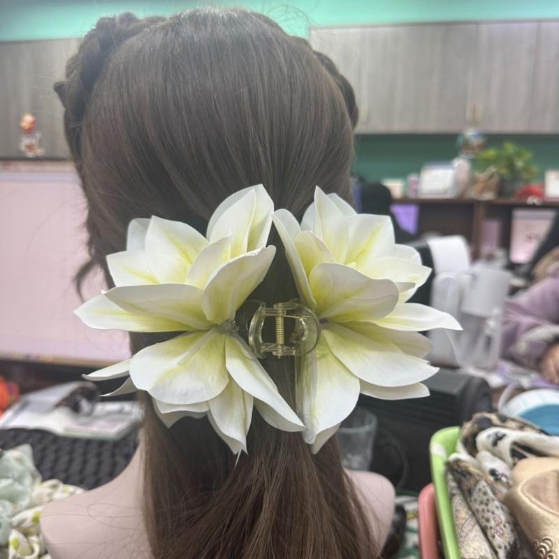 Bright Yellow Floral Hair Hairpin Light Polymer Barrettes for Women Beach Vacation Type Spring Accessories