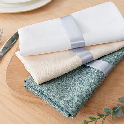 Customized White Cotton Linen Hemstitched Cotton Linen Napkins for Restaurant Hotel Plain Weave Washable Table Napkin for Dinner