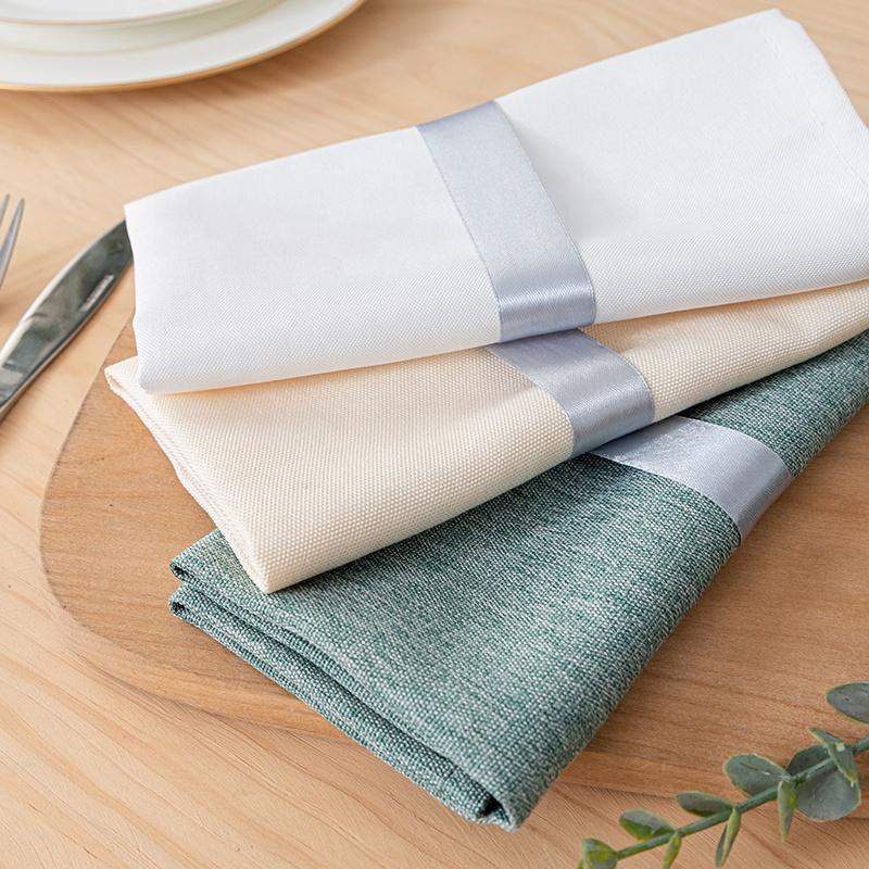 Customized White Cotton Linen Hemstitched Cotton Linen Napkins for Restaurant Hotel Plain Weave Washable Table Napkin for Dinner
