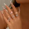 4Pcs Romantic Flower Ring Set Rose Enamel Crystal Imitation Pearl Open Stackable Rings For Women Spring/Summer Party Daily Wear