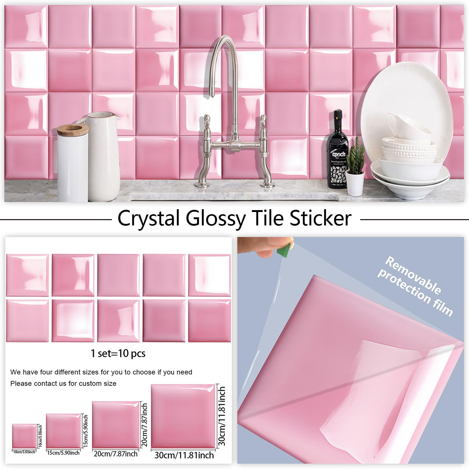 

10 шт. Роскошные розовые наклейки на стену под кирпич, Имитация кирпича, Украшение для спальни, Водонепроницаемые самоклеящиеся обои для плитки, Декор для кухонного шкафа 10cm×10cm×10pcs