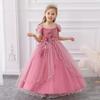 Children's Dress Long One-shoulder Applique Mesh Princess Dress Irregular Swing Costume Kid Dress