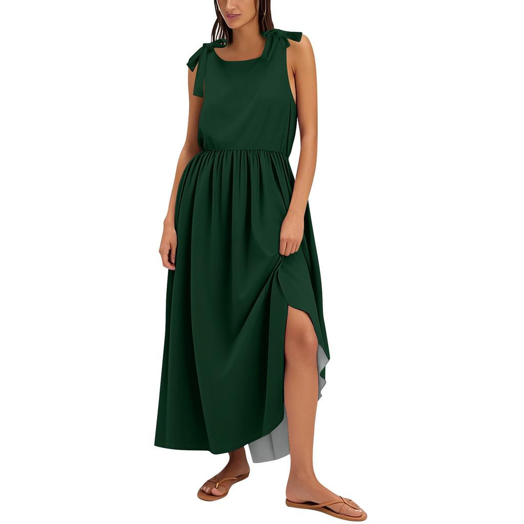 Women's Summer Fashion Tank Dress A-Line Sleeveless Casual Floral/Solid Pocket Dress