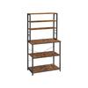 VASAGLE Scaffale da Cucina, Scaffale Autoportante per Cucina, Scaffale per Microonde, Autoportante, 6 Ripiani e 6 Ganci, per Microonde, Struttura in Acciaio, Design Industriale