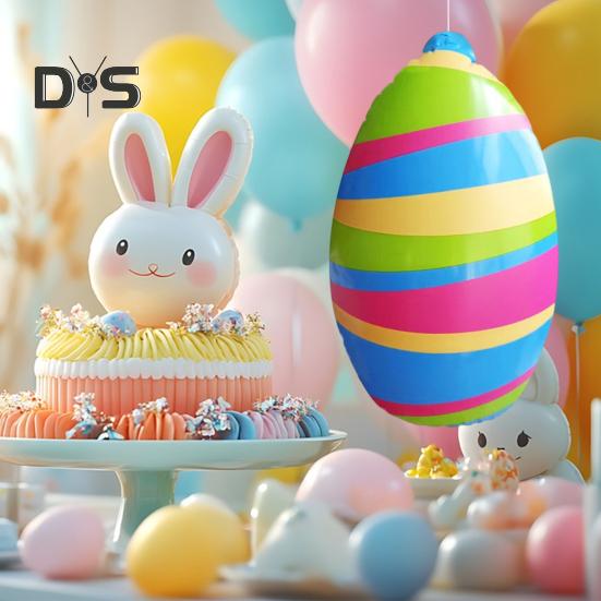 16" nafukovací dekorace na velikonoční vajíčka Velké barevné ozdoby na vajíčka z PVC na zahradu, trávník, jarní párty, vnitřní venkovní dekorace