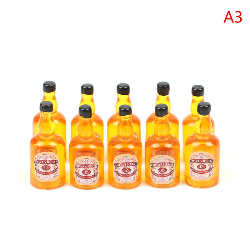 

10 шт. Мини-бутылки для вина Модель кукольного домика Миниатюра 1:12 для украшения кукольного дома