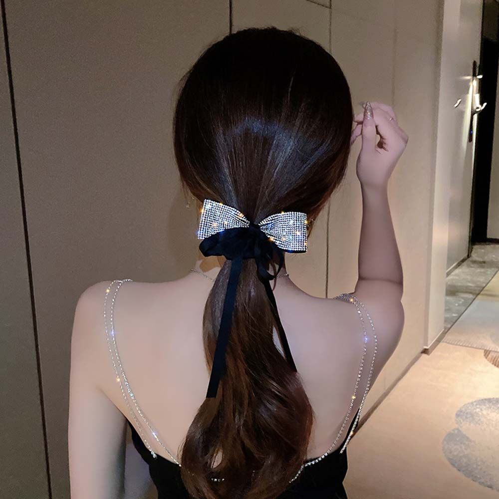 

Ribbon Black Korean Style Hair Rope Bow Knot Scrunchies Women Plush Hair Ring Ponytail Holder