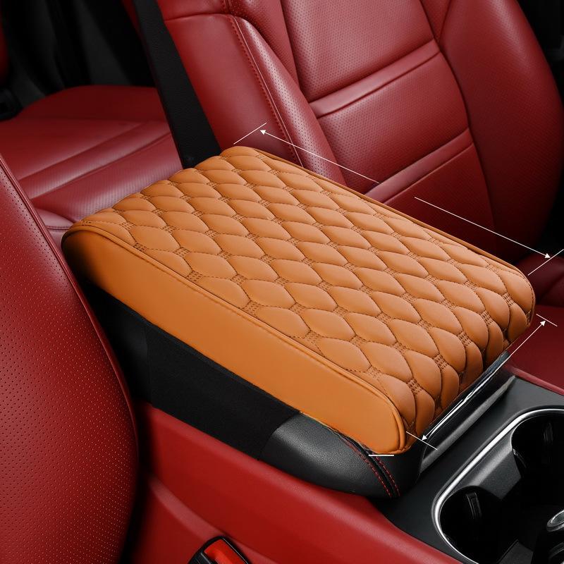 Car Armrest Pad: Leather, Universal, All-Season, Ergonomic Elbow Support Pillow.