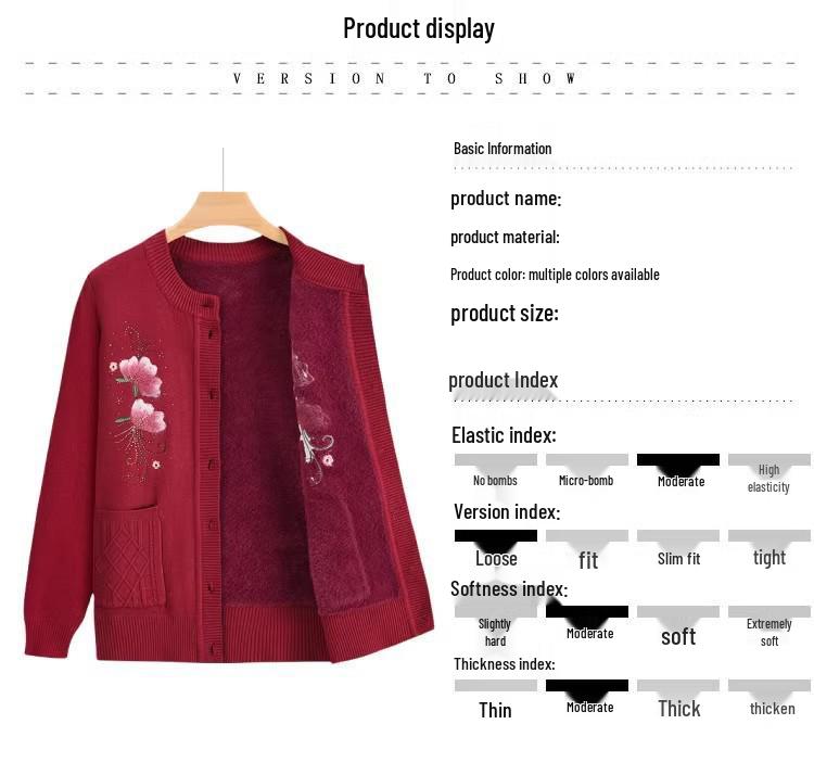 Warmer Herbst- & Winterpullover für Frauen mittleren und höheren Alters - Bestickte Strickware mit Samtfutter