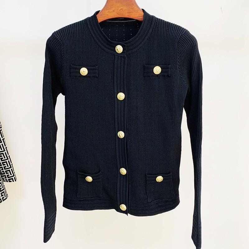 High Street Fashion Spring 2026 Pink Slim Fit Knit Cardigan with Lion Buttons
