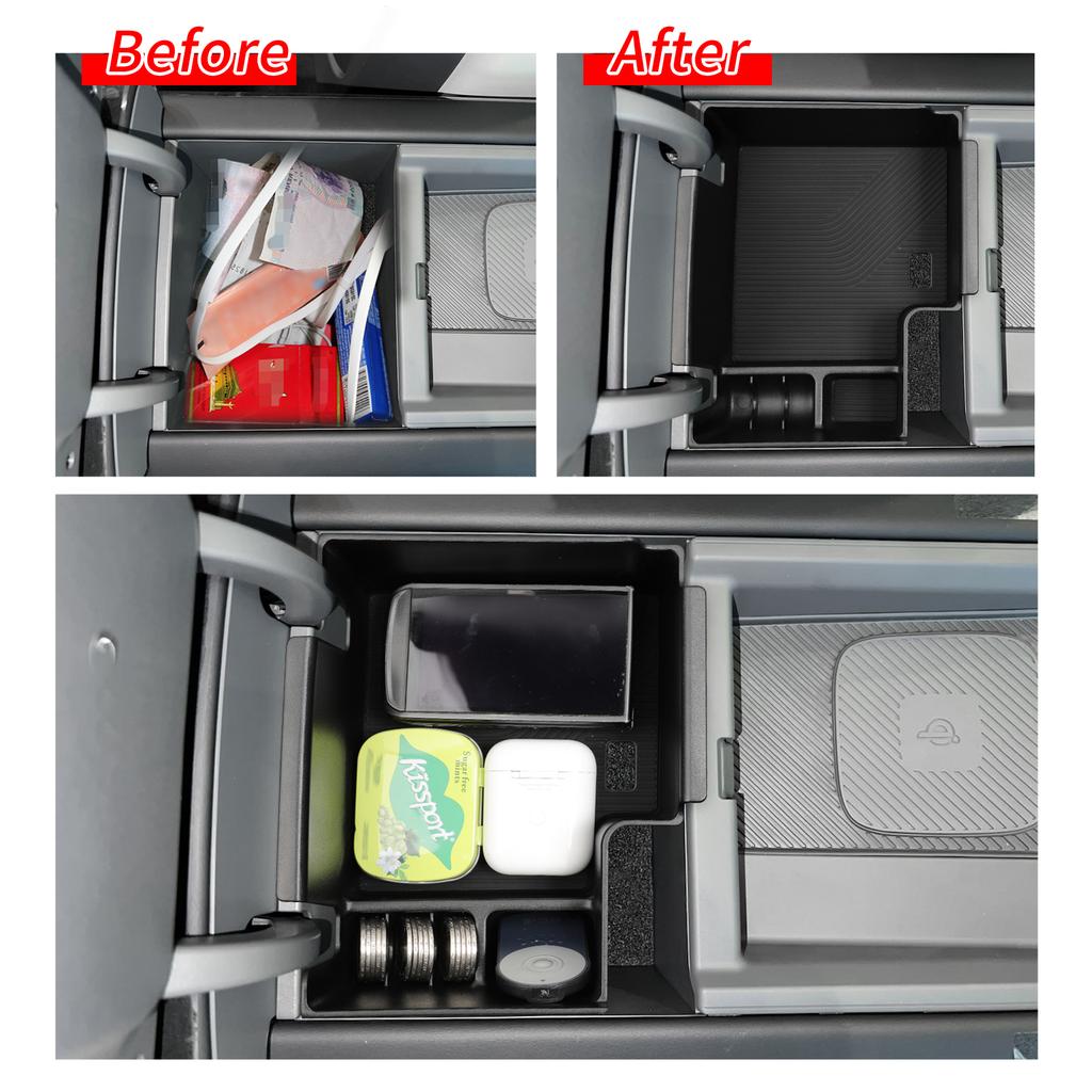 for Kia EV9 2025 2024 Center Console Armrest Storage Box Car Tray Organizers Accessories Tidying Black