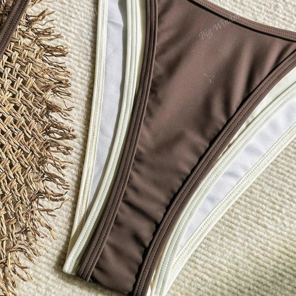 Women's 2 Piece Contrast Color Bikini Set Double Layer Adjustable Swimsuit, Sexy European American Style Beachwear 0962 CLE