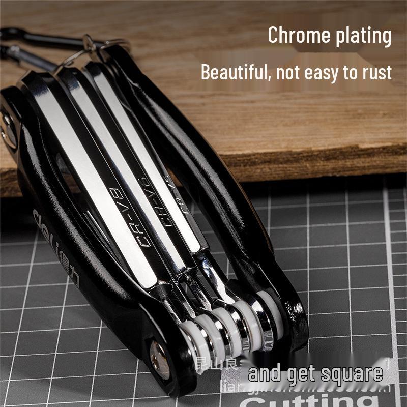 Deli Tools 8-Piece Portable Folding Flat Head Torx Hex Key Set DL230608 8-Piece Set (Metal Frame)
