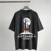 Mission Artemis vers la Lune 2026 Artemis 2 Tenue T-shirts Lavés pour Hommes Femmes Streetwear Hip Hop T-shirts Été Manches Courtes
