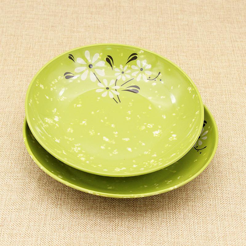 Break-Resistant Melamine Plates Thickened Flower Plates Plastic Food Tableware Chinese Dishes Imitation Porcelain 8/9/10Inch