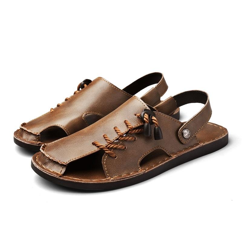 

TUINANLE Men’s Summer Slip-On Sandals: Non-slip, Soft, Breathable, Versatile, Fashionable, Casual, Plus Size Leather Sandals 40 коричневый
