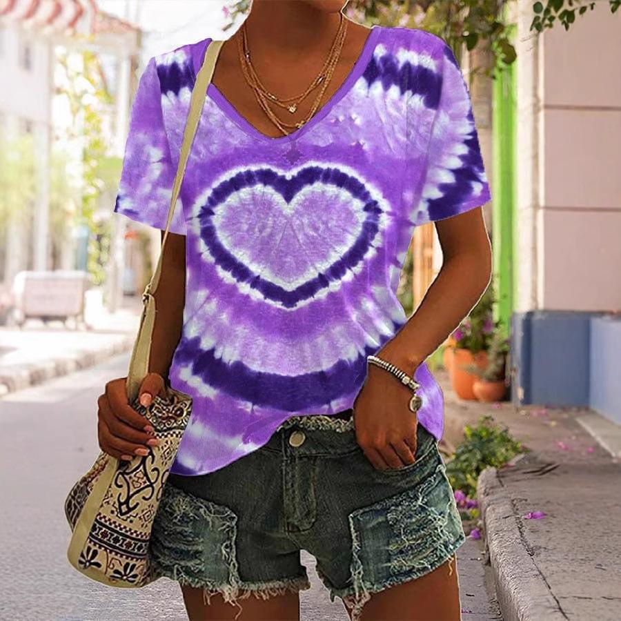 Spring and Summer New 3D Digital Printed Loose Sloping Neck Women's T-shirt