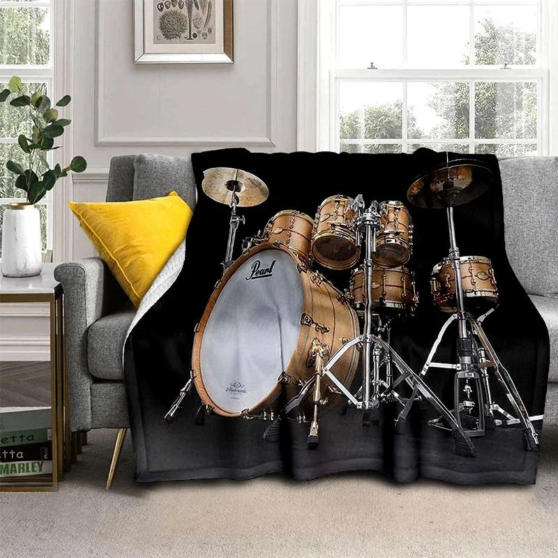 Music Instruments Drum Kit  Drum Set Blanket,Soft Throw Blanket for Home Bedroom Bed Sofa Picnic Travel Office Cover Blanket Kid