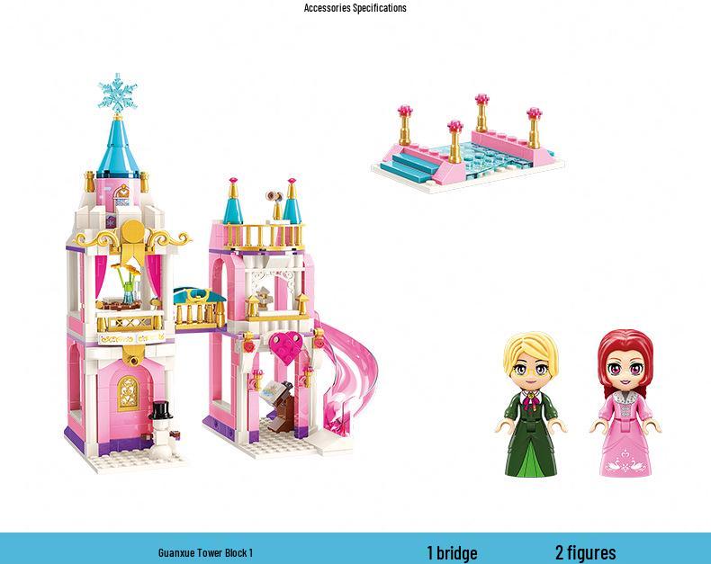 Princess Leah Series: Snowing Swan Castle & Violet Royal Carriage Building Blocks (2605-2616)