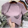 Women Summer New Slim Fit Short Sleeve Cropped T Shirt Versatile Casual Basic Top