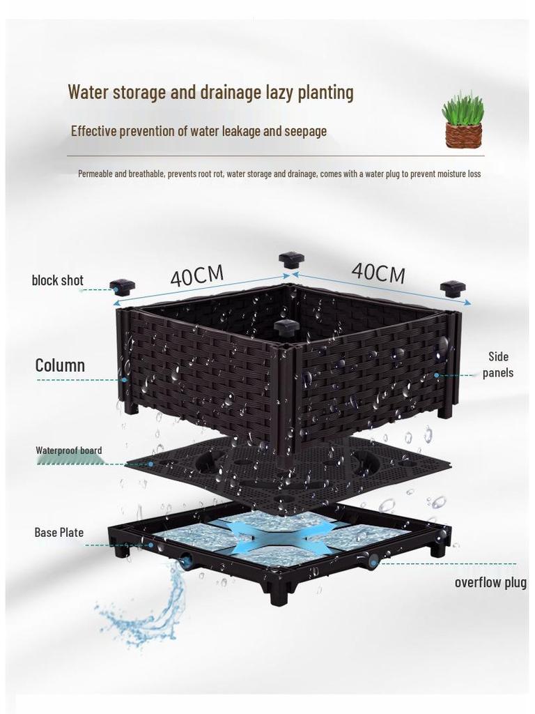 Large Outdoor Plastic Elevated Vegetable Planter Box for Balcony Gardening