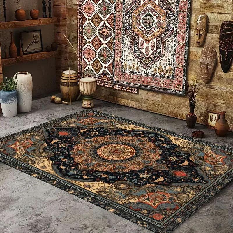 Persian American Retro Carpet Large Area Living Room Decoration Home Ethnic Style Bedroom Rug Cloakroom Lounge Soft Mat Washable