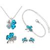 [Phoenix] Four Leaf Clover Necklace & Bracelet & Earrings & Brooch Total 4 Piece Jewelry Fashion ...