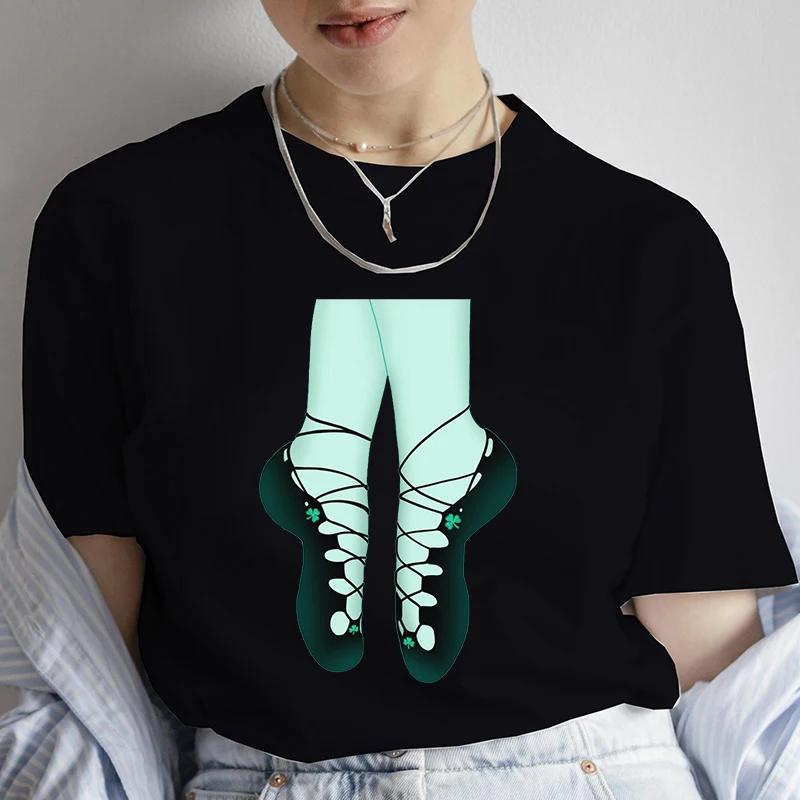 St Patricks Day Irish Soft Dance Shoes Graphic TShirt Unisex Short Sleeve Fashion Tops Female Shirts Tshirts Casual Streetwear