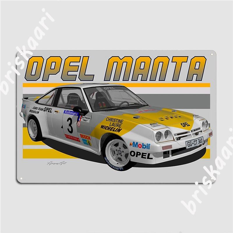 Opel Manta 400 Group B Euroteam Metal Sign Retro Wall Plaque Party Pub Tin Sign Posters