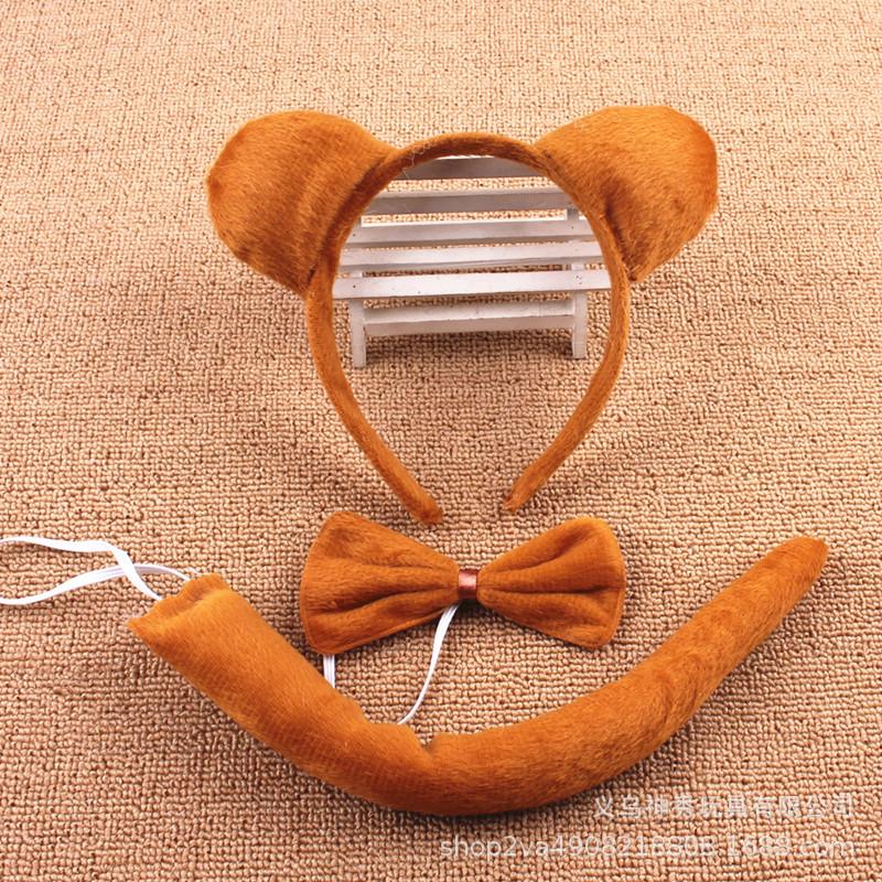 Set Fascia e Coda Animali per la Festa dei Bambini - Orecchie di Coniglio, Gatto, Tigre con Collare