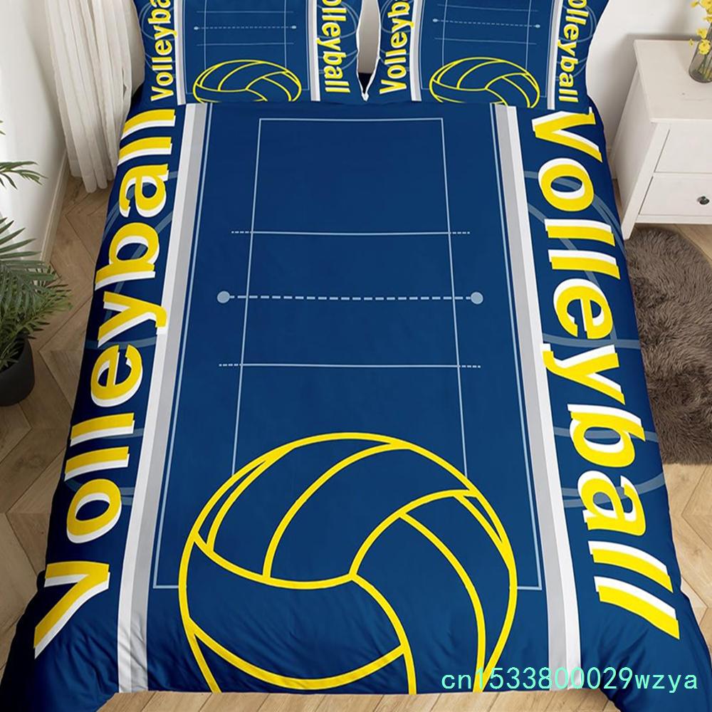 Volleyball Sport Bedding Set Sports Theme Duvet Cover King Queen Watercolor Volleyball Comforter Cover Ball Game Quilt Cover