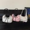 Sweet Bow Handbag Contrast Color Simple Versatile Shoulder Bag Korean Style Luxury Design Women Underarm Bag Commuting Tote Bag