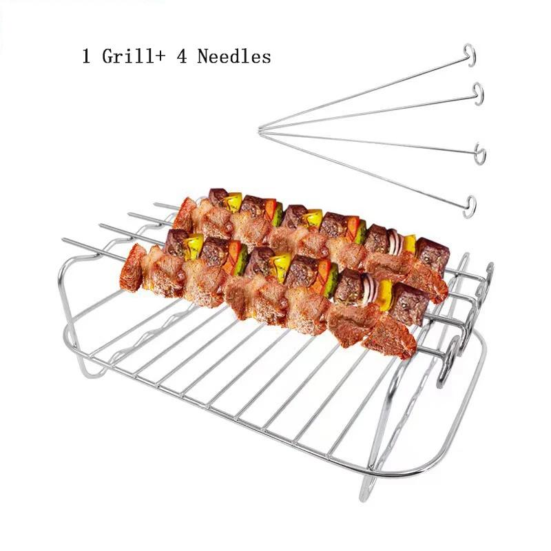 1set Accesorii pentru friteuză electrică cu aer 430 Oțel inoxidabil dublu strat Grill Rack pentru abur Rack pentru friteuză cu aer Rack Ustensile de bucătărie