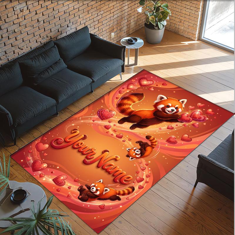 Valentine Love Theme Crystal Velvet Rug Personalized Custom Name Text Soft Floor Mat Home Decor