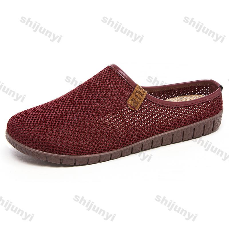Fashion Women Half Slippers Outdoor Summer Breathable Comfortable Flat Casual Shoes Fly Weave Hollow Lightweight Fashion Slip on Sandals