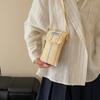 Canvas Mobile Phone Bag Female Crossbody Niche Design Striped Cloth Bag High-End Small Bag
