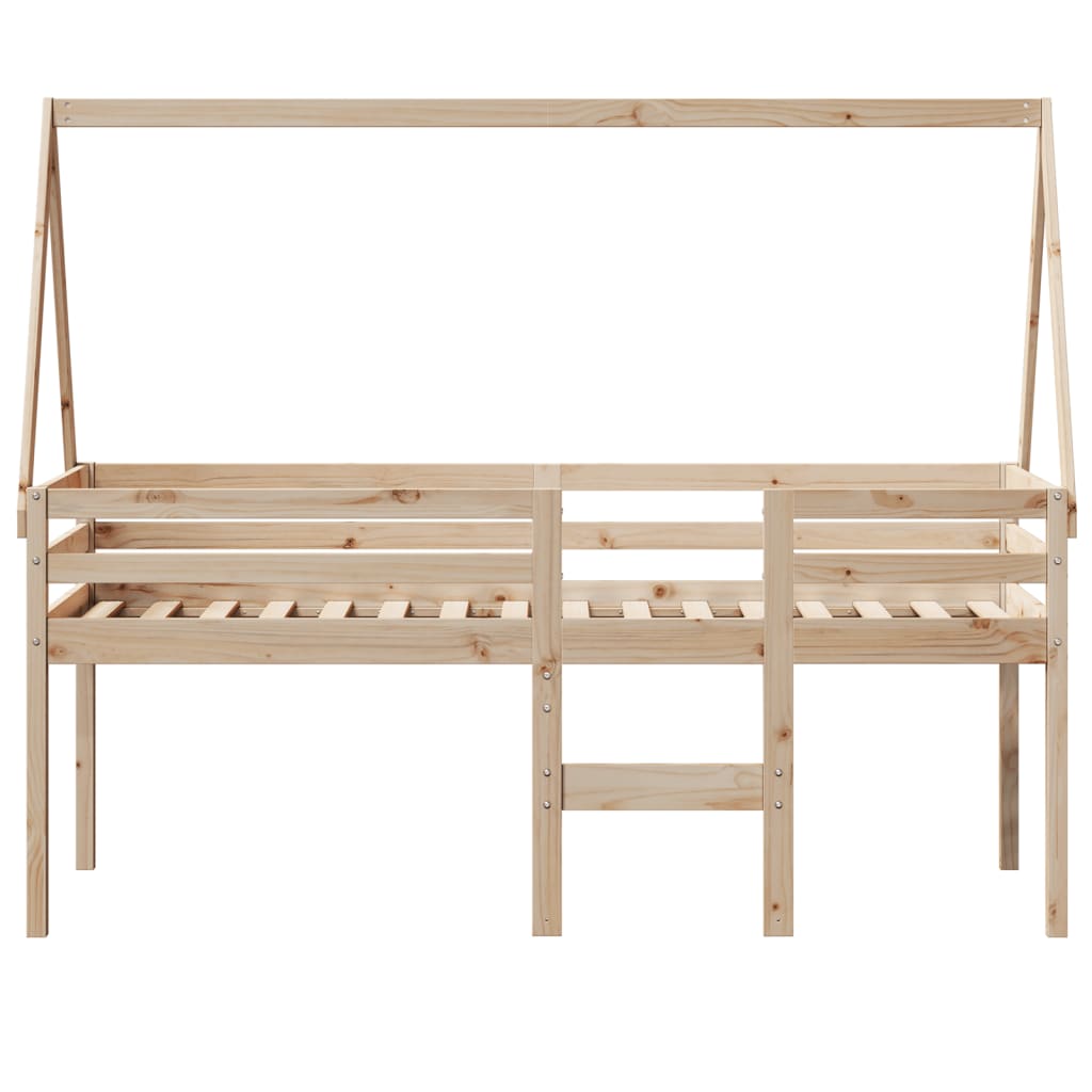 High Bed with Roof 80 x 200 cm Solid Pine Wood