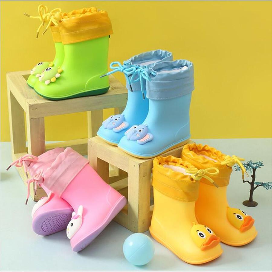 New Style 3D Children's Rain Boots Kids Baby Cartoon Water Shoes Infant Waterproof Non-Slip Warm Water Shoes Rubber Boots