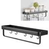 50cm Multifunctional Wall Mounted Kitchen Shelving Bathroom Storage Rack Bottle Holder(SingleLayer with Bar and 5 Hook )