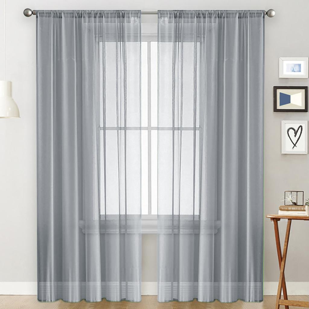 Einfarbige Stangentaschen-Gardinen, lichtdurchlässig, Sichtschutz-Vorhänge, UV-Schutz, Fensterdekoration, Wohnzimmer, Schlafzimmer